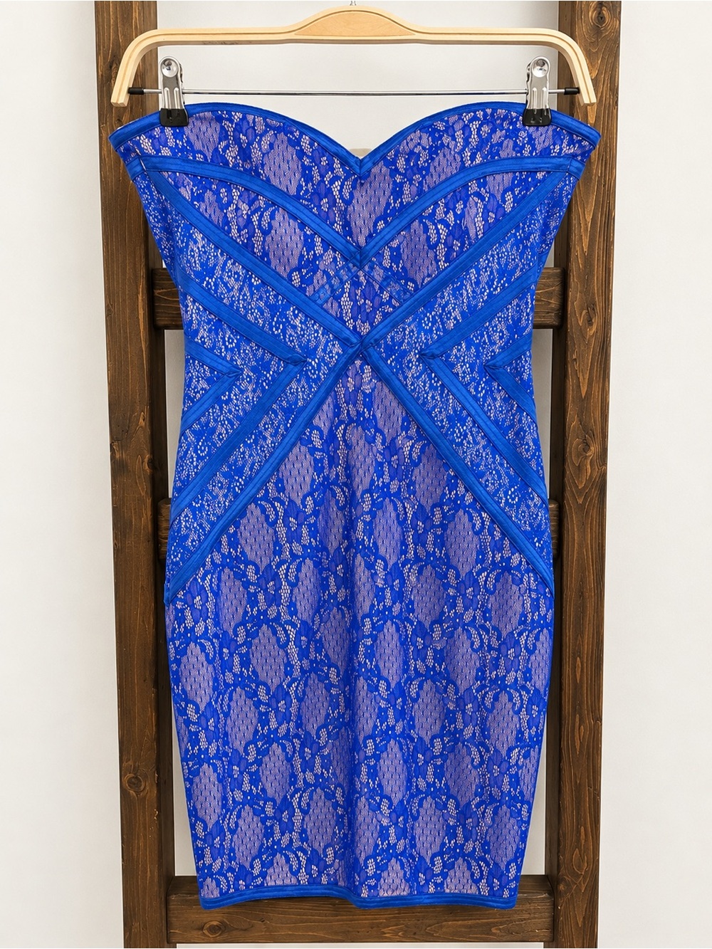 Royal Blue Lace Bodycon Cocktail Dress Nude Lining